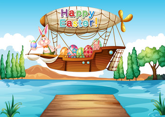 A happy easter greeting above the river