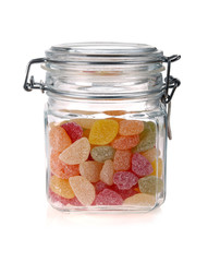 Jellied candy in jar, isolated on white