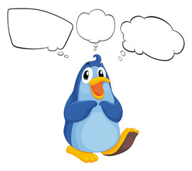 A penguin thinking