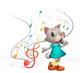 A cat with a microphone