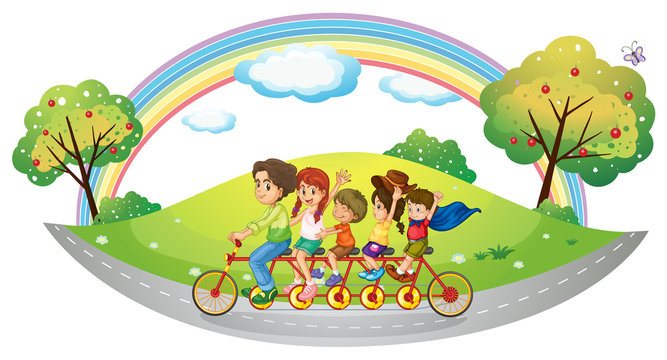 Children riding in a bicycle