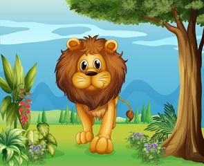 Photo sur Plexiglas Animaux de la forêt Un grand lion dans le jardin