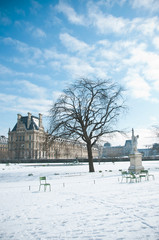 jardin des tuileries sous la neige