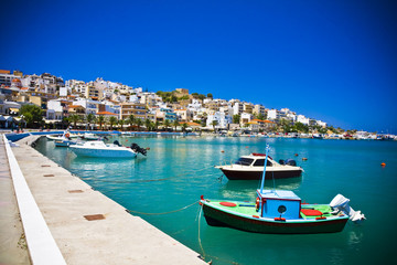 Fototapeta na wymiar promenade in Mediterranean town Sitia Greece Crete