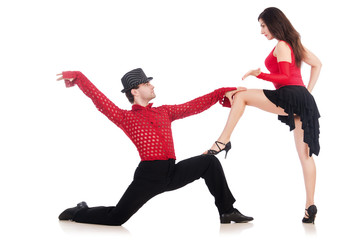 Pair of dancers isolated on the white