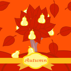 Autumn pear tree. Seamless pattern.