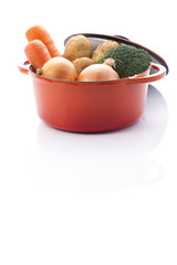 鍋にはいった沢山の野菜