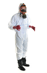 Mann im Schutzanzug