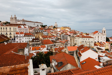 Aerial View on Alfama Quarter of Lisbon, Portugal