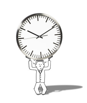 illustration of businessman dealing with time with difficulty