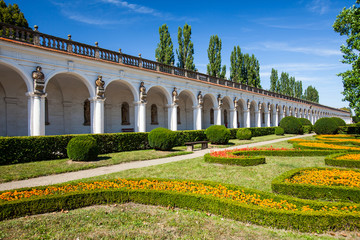 Colonnade in Flower garden in Kromeriz, Czech Republic. UNESCO