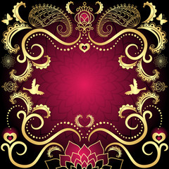 Purple-gold vintage valentine frame