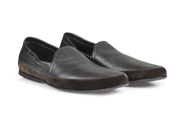 Fashion concept with male shoes on white