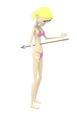 3d render of cartoon character with arrow