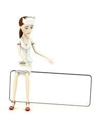 3d render of nurse with empty board