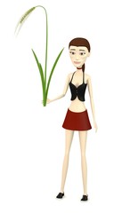 3d render of cartoon character with barley stalk