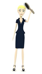 3d render of cartoon character with hairbrush