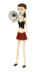 3d render of cartoon character with bullhorn