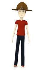 3d render of cartoon character with campaign hat