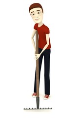 3d render of cartoon character gardening