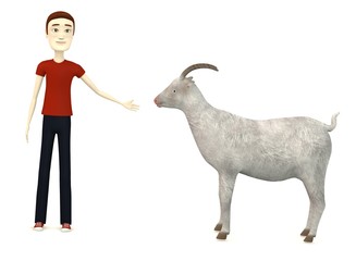 3d render of cartoon character with goat