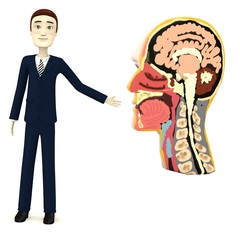 3d render of cartoon character with head cut