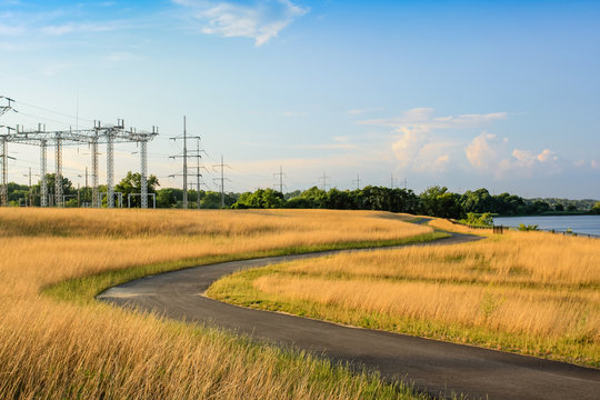 Winding Path around Dry Grass