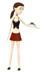 3d render of cartoon character with mosquito