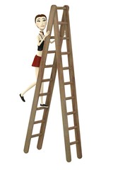 3d render of cartoon character on a ladder