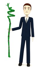 3d render of cartoon character with lucky bamboo