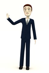 cartoon businessman - palm up