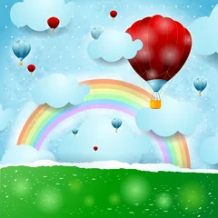 Foto auf Alu-Dibond Heißluftballons auf Fantasy-Hintergrund © Luisa Venturoli