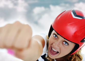 Super hero woman flying