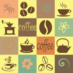 Coffee illustration wallpaper with squares