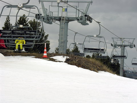 Chair lift Valdelinares ski run Teruel province Aragon Spain