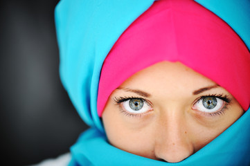 Fashion blue and pink hijab