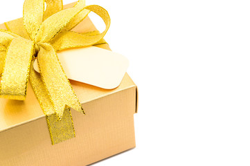 Golden Gift Box On White Background.