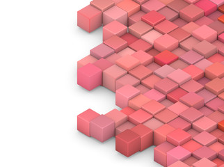 abstract 3d shape backdrop in pink red on white