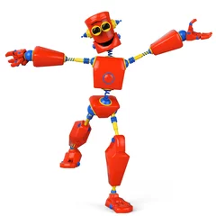 Gordijnen kleurrijke robot is super blij © DM7