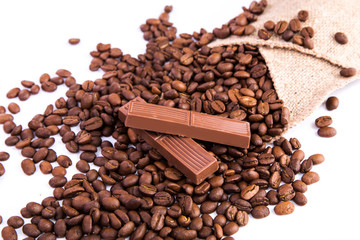 Coffee beans with chocolate