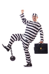 Convict criminal in striped uniform