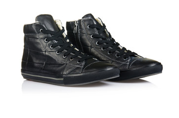 Fashion concept with male shoes on white