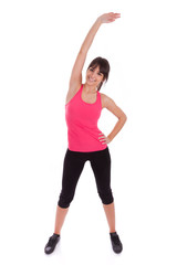 Obraz na płótnie Canvas Kobieta fitness rozciągania nogę na rozgrzewkę