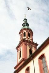 Fototapeta na wymiar Holy Cross Church, spire (Offenburg, Germany)