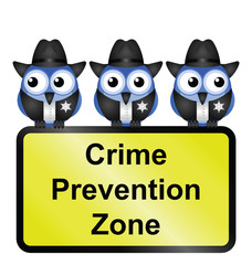 Comical USA crime prevention zone sign