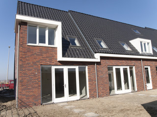 front view of a house under construction
