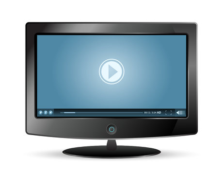 lcd monitor and blue video player