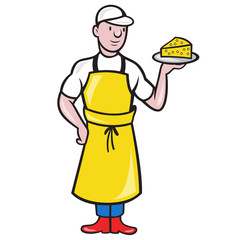 Cheesemaker Holding Plate of Cheese