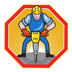 Construction Worker Jackhammer Pneumatic Drill
