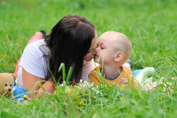 Beautiful young mother and child